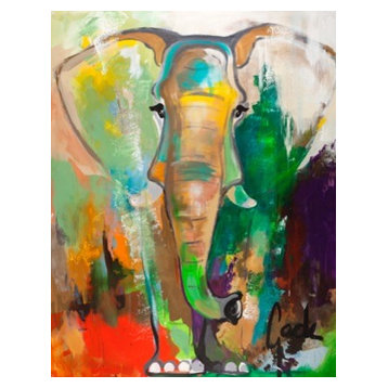 Contemporary Large Canvas Art, Hand Painted,"Elephant Dream"
