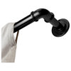 1" Pipe Blackout Curtain Rod, Black, 120"-170"