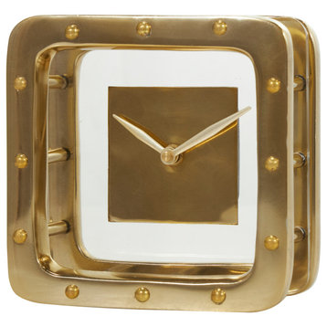 Contemporary Gold Aluminum Metal Clock, Gold