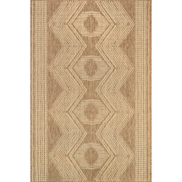 Nuloom Ranya Tribal Indoor/Outdoor Contemporary Area Rug, Light Brown 5'x8'