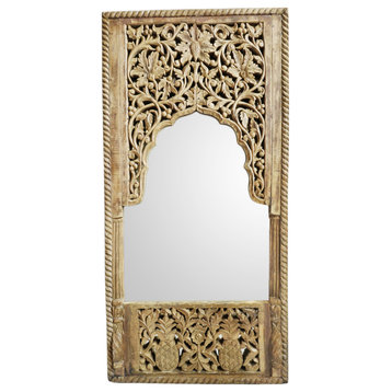 Carved Wood Window Facade Mirror