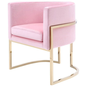 Scott Modern Pink Velvet and Gold Kids Chair
