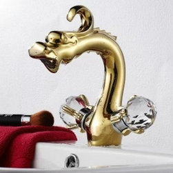 Antique Golden Color Dragon shape Bathroom Sink Faucet - Ti-PVD Finish T0570G - Bathroom Sink Faucets