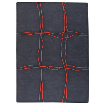 Hand Tufted Charcoal Wool Area Rug, 5'6"x7'10"