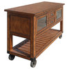 Benzara BM158851 Wooden Kitchen Cart, Distress Chestnut Brown