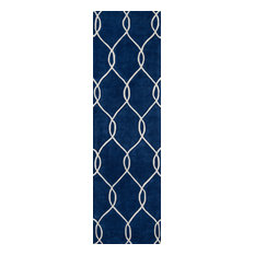 Bliss Hand-Tufted and Hard-Carved Polyster Rug, Navy, Navy, 2'3"x8' Runner, Bs-1