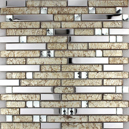 Stainless Steel Tiles with Porcelain Base Glass Mosaic Tile Pattern Diamond Tile - Mosaic Tile