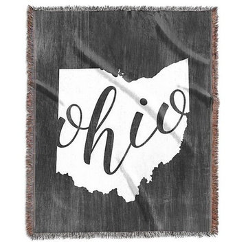 "Home State Typography, Ohio" Woven Blanket 60"x80"