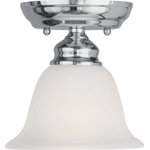 Livex Lighting - Livex Lighting 1350-05 Essex - One Light Semi-Flush Mount - Canopy Included.  Shade IncludeEssex One Light Semi Chrome White Alabast *UL Approved: YES Energy Star Qualified: n/a ADA Certified: n/a  *Number of Lights: Lamp: 1-*Wattage:60w Medium Base bulb(s) *Bulb Included:No *Bulb Type:Medium Base *Finish Type:Chrome