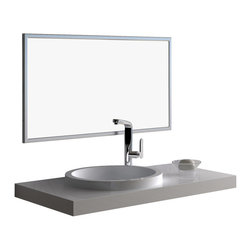 ADM Bathroom Design - ADM Circular Wall Mounted Sink, White, 35", Matte White - Bathroom Sinks