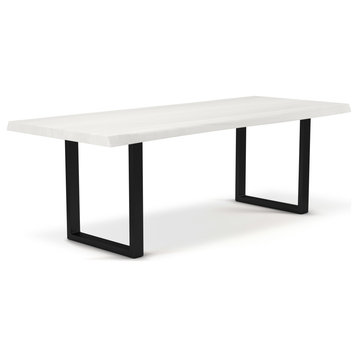 Brooks Dining Table, White Wash, Black, 40"x79", U Base