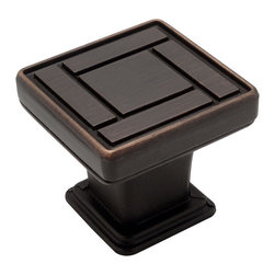 Cosmas - Square Cabinet Knob, 1-1/8" Square, Oil Rubbed Bronze, Set of 10 - Cabinet And Drawer Knobs