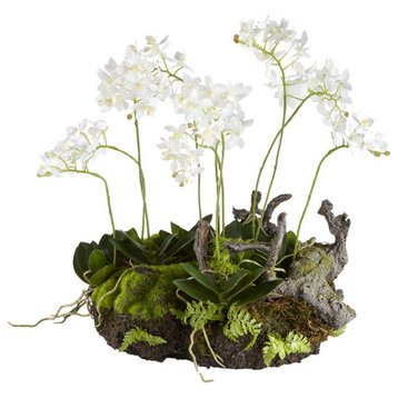 16 in White Dendrobium Orchid Fern Faux Floral Artificial Plant Drop In Flowers