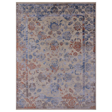 8' 0" X 10' 6" Persian Wool and Silk Hand Knotted Rug Q7098