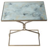 Antique Gold Glass Top Hourglass Accent Table