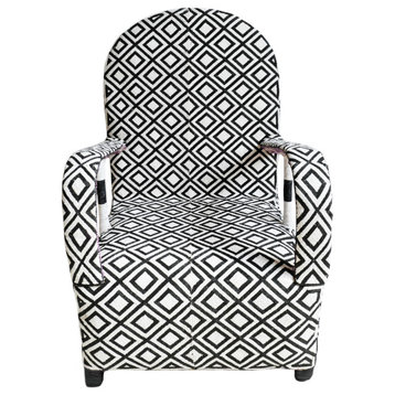 Black and White Diamond Yoruba Beaded Chair