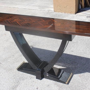A French Art Deco Exotic Macassar Ebony Console Table with Mother of Pearl Accen