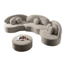 50 Most Popular Curved Sectional Sofas For 2021 Houzz 50 Most Popular Curved Sectional Sofas, Faux Leather Curved Sectional Sofa