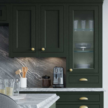 Ash In-frame Shaker style Kitchen Painted Forest Green