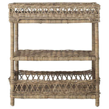 Roxie Wicker 3 Tier Accent Table, Natural