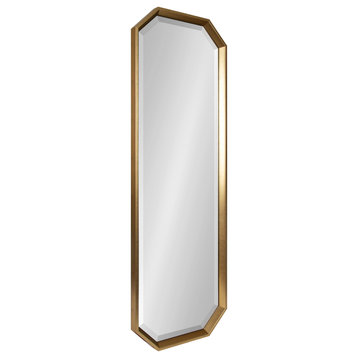 Calter Elongated Octagon Wall Mirror, Gold 17.5x49.5