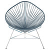 Acapulco Chair With Chrome Frame, Gray Weave