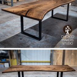 Single Slab Black Walnut Live Edge Dining Table - Dining Tables