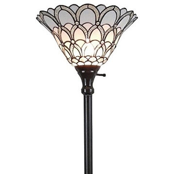 Tiffany-Style Jewel 72" Floor Torchiere Lamp, White