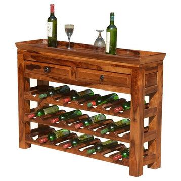 Deluxe Solid Wood Console Table With Wine Racks