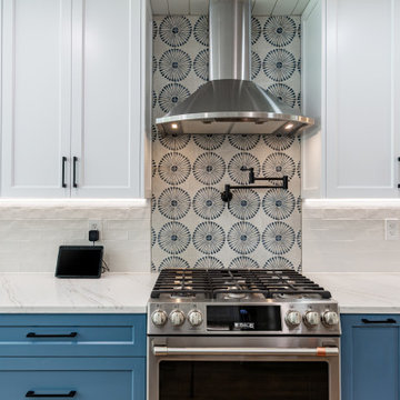 Blue and White Kitchen with Playful Pattern – Olney, MD