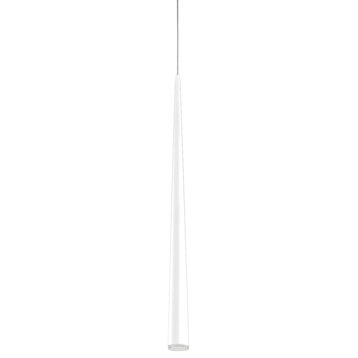 Mina Single LED Pendant, White, 2.75"Dx36"H
