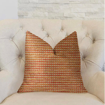 French Brick Orange and Beige Luxury Throw Pillow, 20"x20"