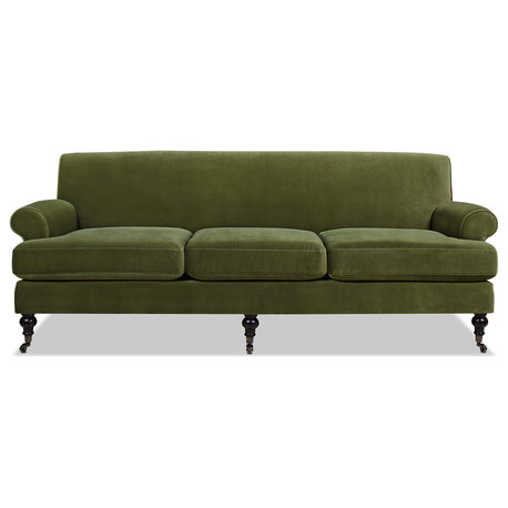 Alana Lawson 88" 3-Cushion Tight Back Sofa, Olive Green Performance Velvet