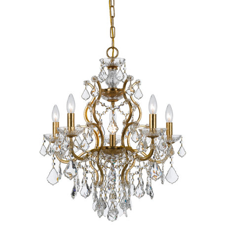 Filmore 6 Light Swarovski Strass Crystal Gold Chandelier