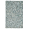 Natal Modern Minimalist Rug, Floral Geometric, Teal Blue, 2'x3'