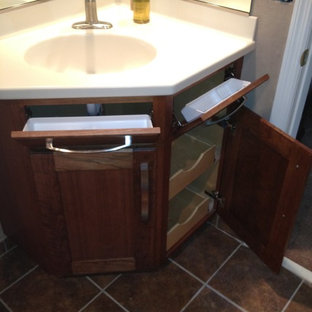 Modern Dark Wood Corner Bathroom Vanity