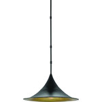 Currey and Company - Currey and Company 9000-0410 Aberfoyle - One Light Pendant - Taking Japanese minimalism and running with it, weAberfoyle One Light  Satin Black/Gold Lea *UL Approved: YES Energy Star Qualified: n/a ADA Certified: n/a  *Number of Lights: Lamp: 1-*Wattage:60w E26 bulb(s) *Bulb Included:No *Bulb Type:E26 *Finish Type:Satin Black/Gold Leaf