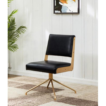 Myric Swivel Office Chair, Black/Gold