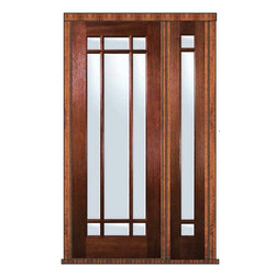 Prehung French Side light Door 96 Mahogany 9 Lite Marginal TDL Glass - Patio Doors