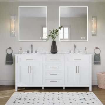 Oswald Bath Vanity, White, 72", Double Sink, Freestanding, Without Mirror