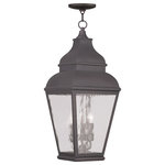 Livex Lighting - Exeter Outdoor Chain-Hang Light, Charcoal - Finished in bronze with clear water glass, this outdoor hanging lantern offers plenty of stylish illumination for your home's exterior.