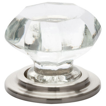 Emtek 86028 Crystal And Porcelain 1-3/4 Inch Geometric Cabinet - Satin Nickel