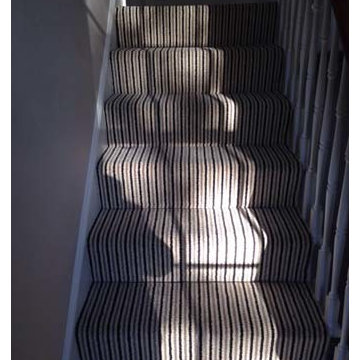 Installing Striped Carpet to Stairs in East London
