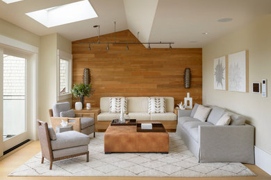 Family room - transitional family room idea in San Francisco with beige walls