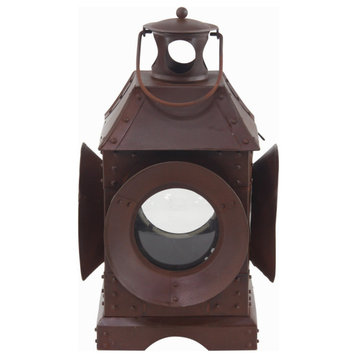 Traditional 18"x10" Brown Iron Candle Lantern