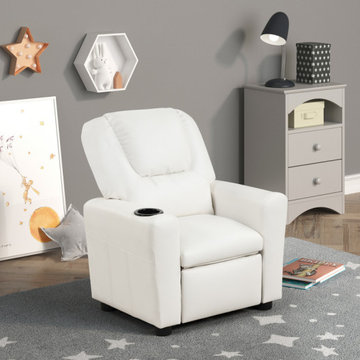Marisa 22" PU Leather Kids Recliner Chair with Cup Holder