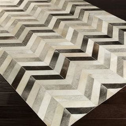 Surya Trail Chevron Pattern Cowhide Rug - Area Rugs