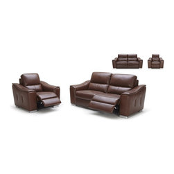 1710 - LEATHER ESPRESSO SOFA AND TWO RECLINING CHAIRS - Sofas
