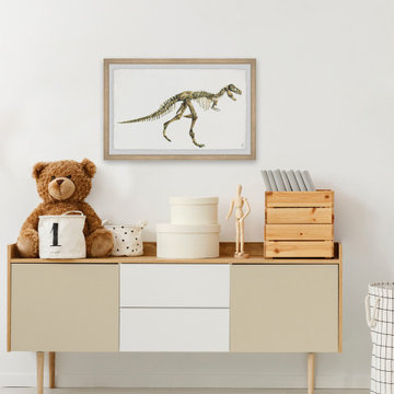"Big Dino Skeleton" Framed Painting Print