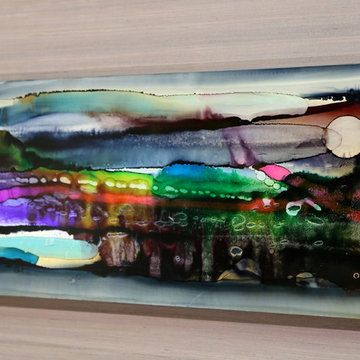 Twilight in Space - Colorful Modern Metal Wall Art, Unique Abstract Painting